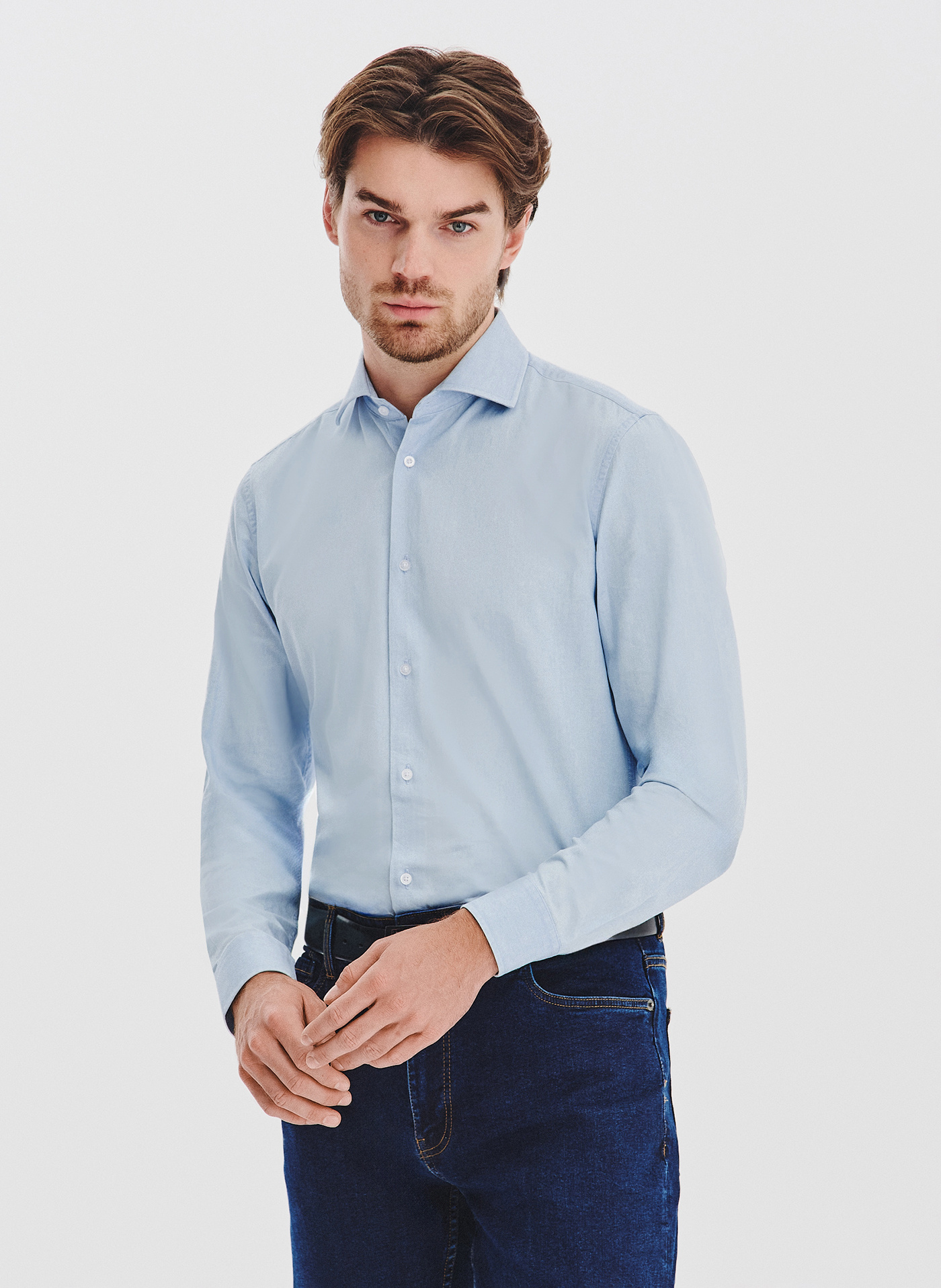 PAKO LORENTE - Jasnoniebieska koszula jeansowa