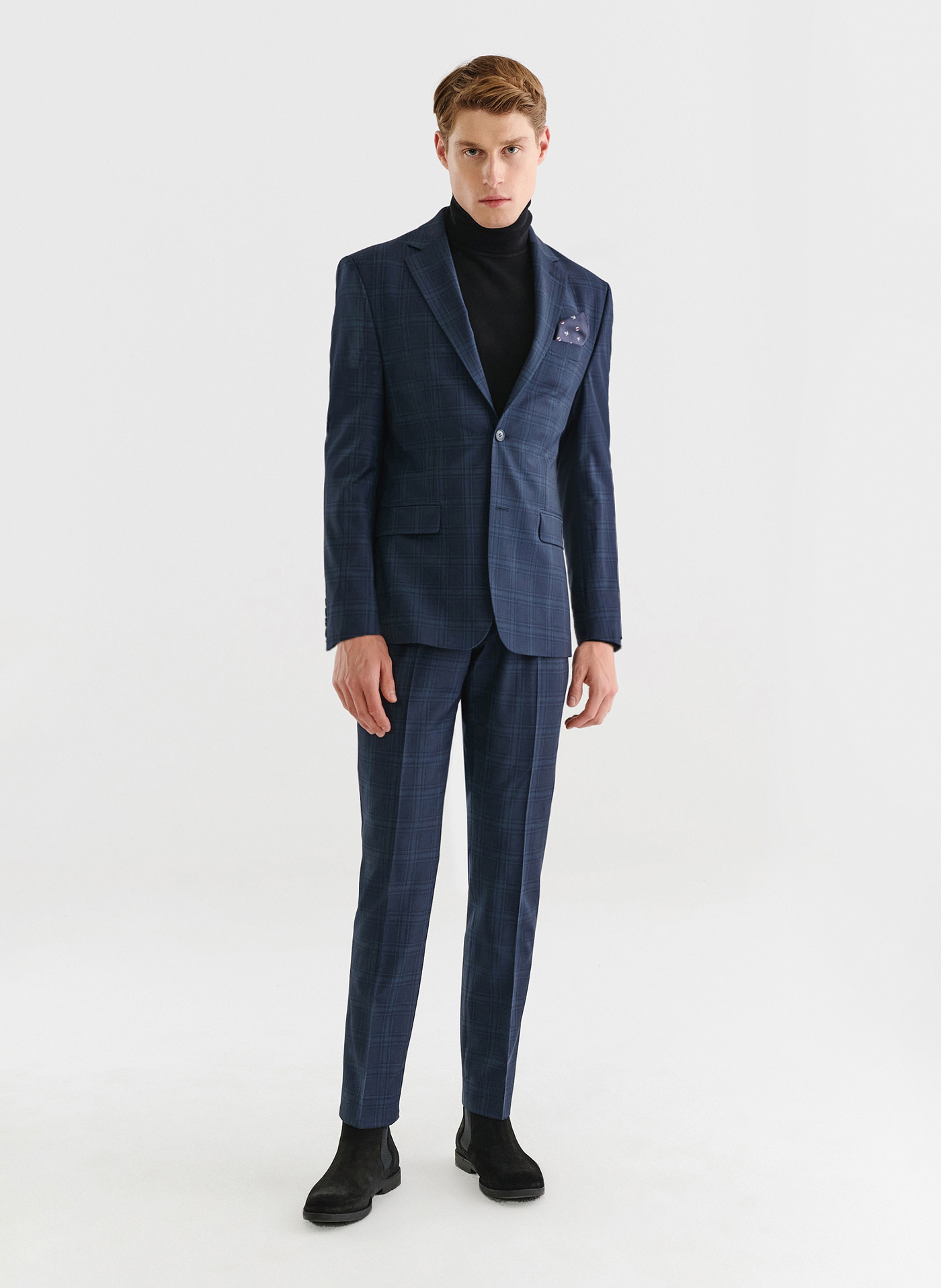 PAKO LORENTE – Granatowe spodnie garniturowe z wełną