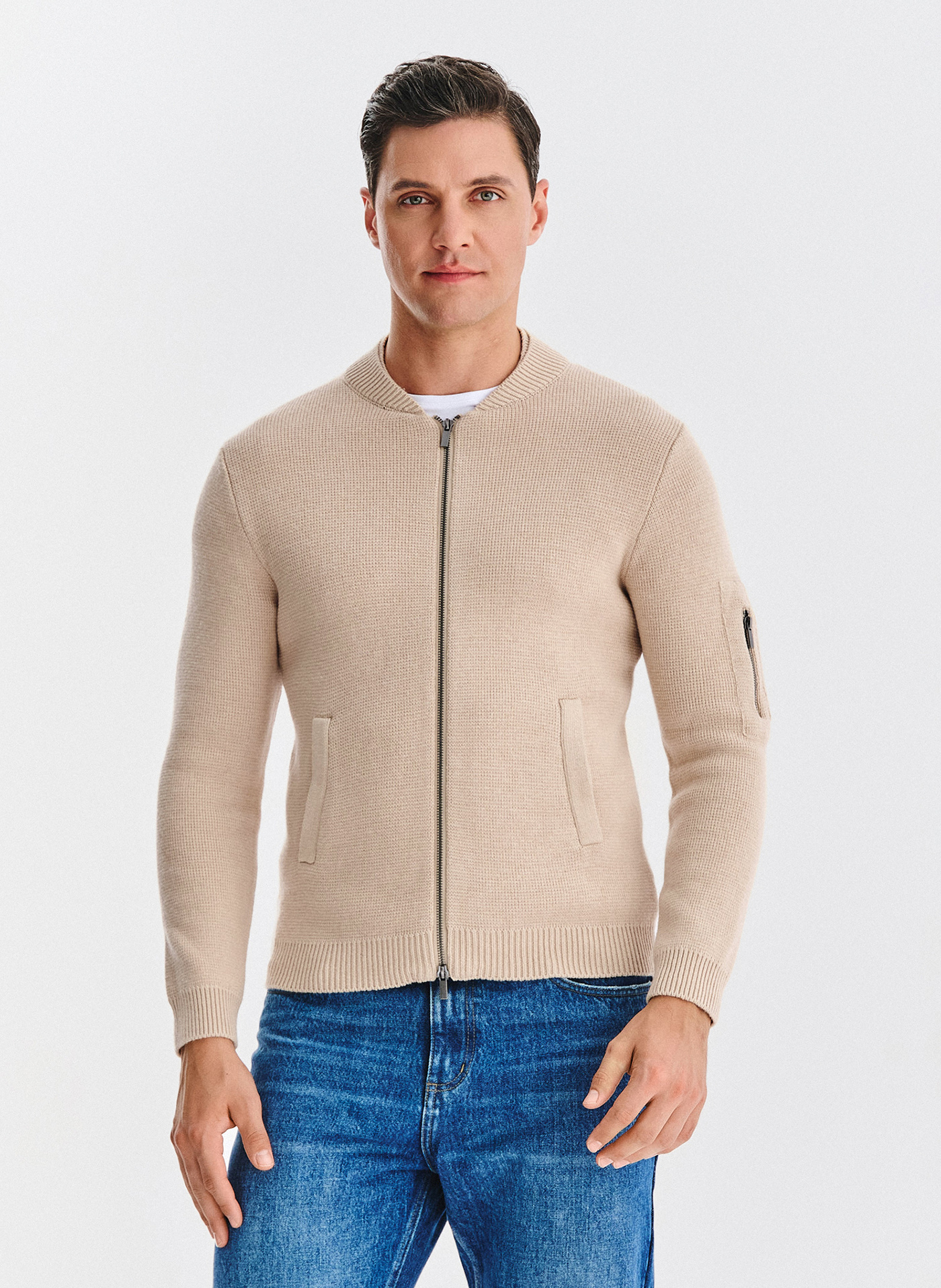 PAKO LORENTE - Rozpinany kardigan w kolorze beżowym