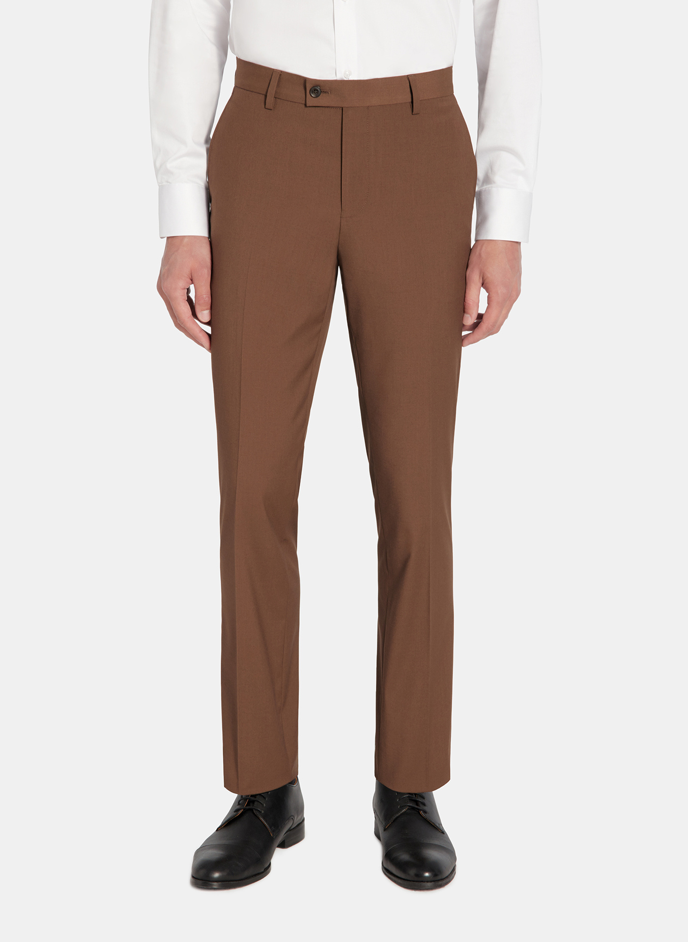 PAKO LORENTE - Gładkie brązowe spodnie ganiturowe