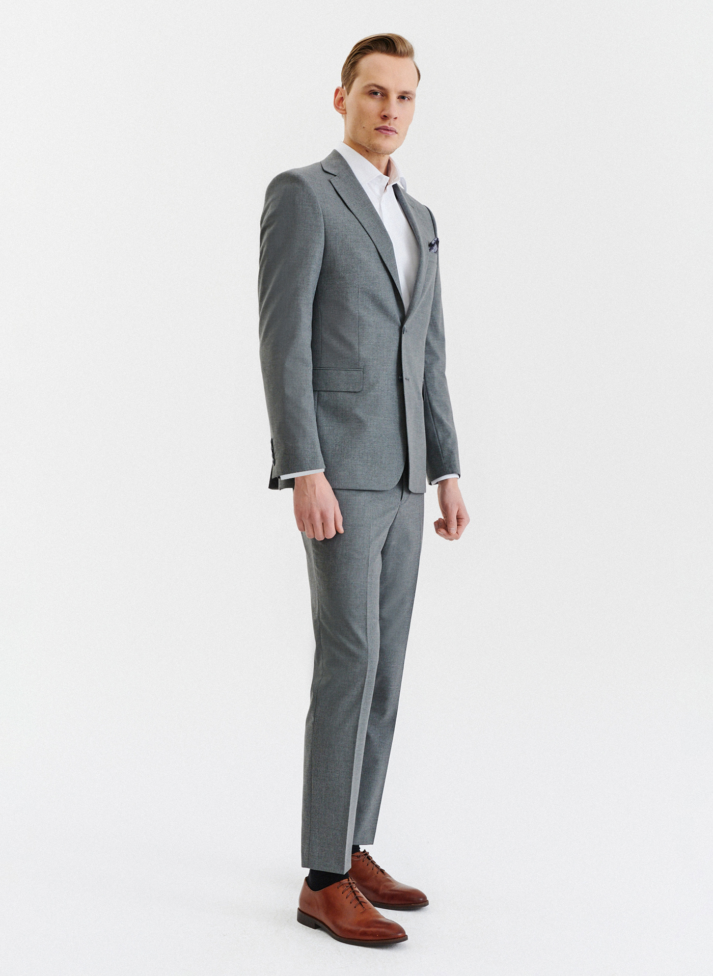 PAKO LORENTE – Szare gładkie spodnie garniturowe