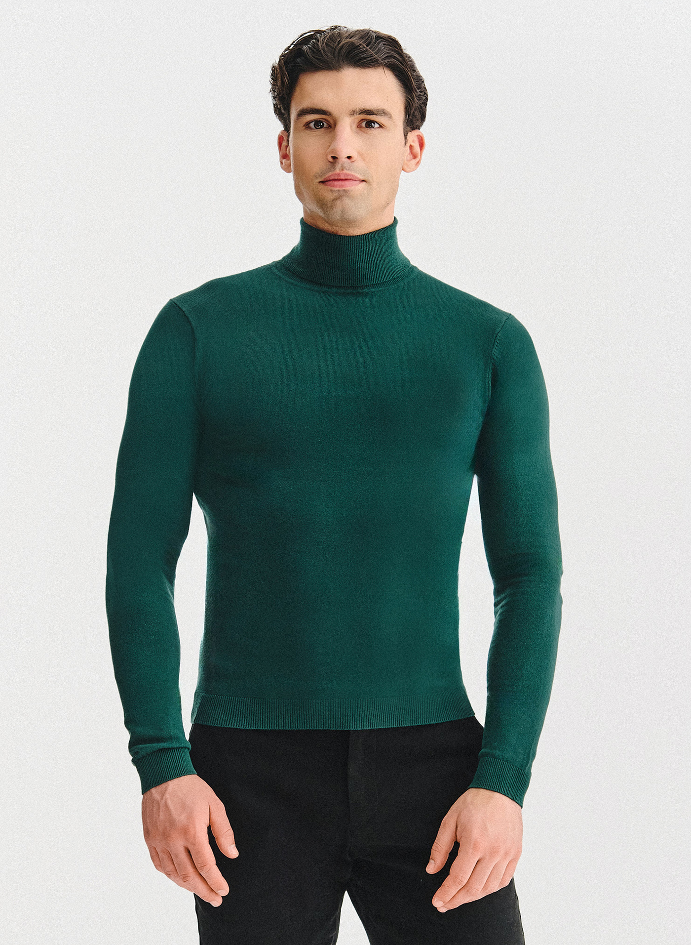 PAKO LORENTE - Ciemnozielony gładki golf męski