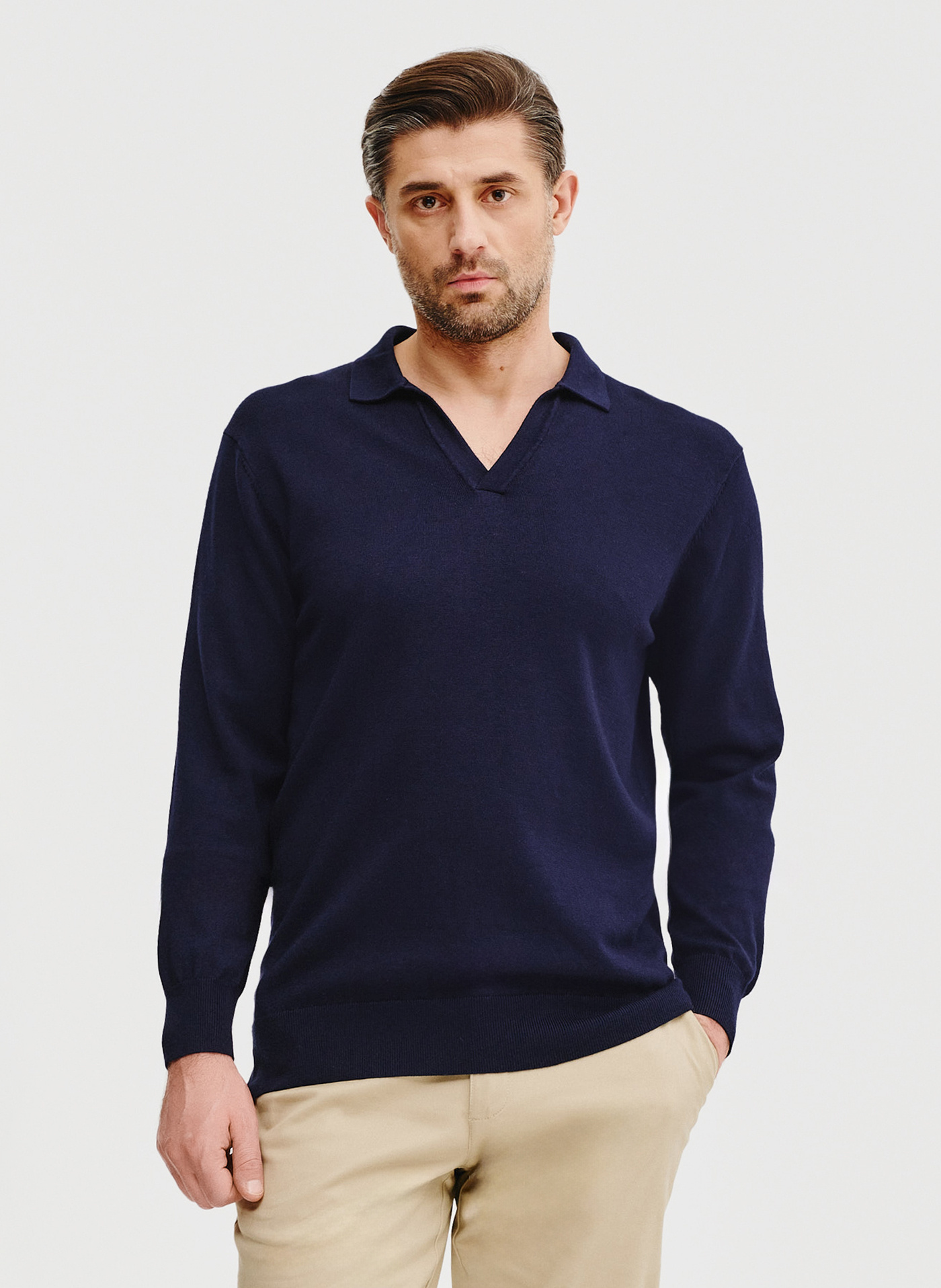 PAKO LORENTE – Męski sweter z kołnierzykiem polo