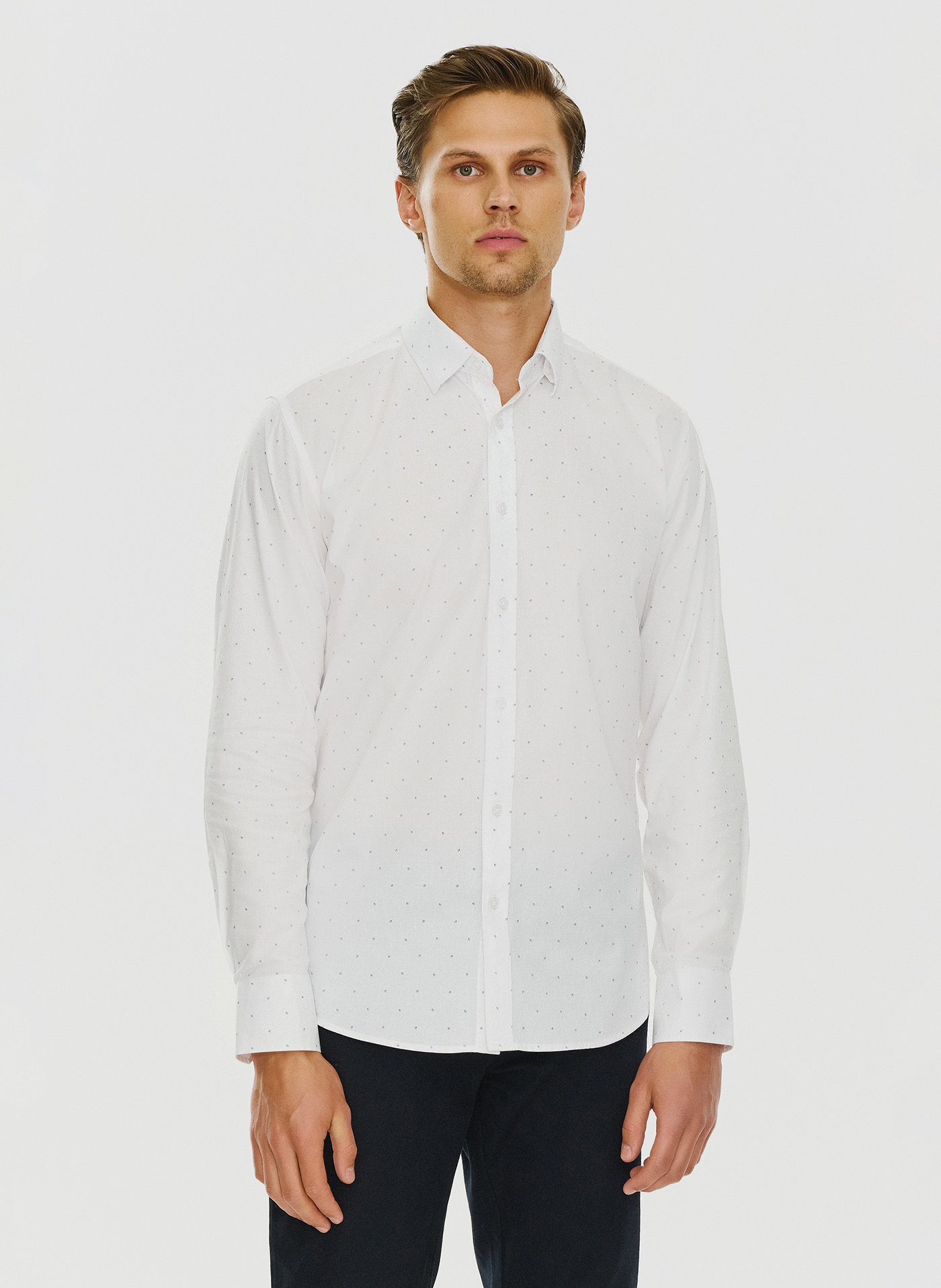 PAKO LORENTE – Biała męska koszula w mikrowzór P24SF-1X-019-B-S - Pako Lorente