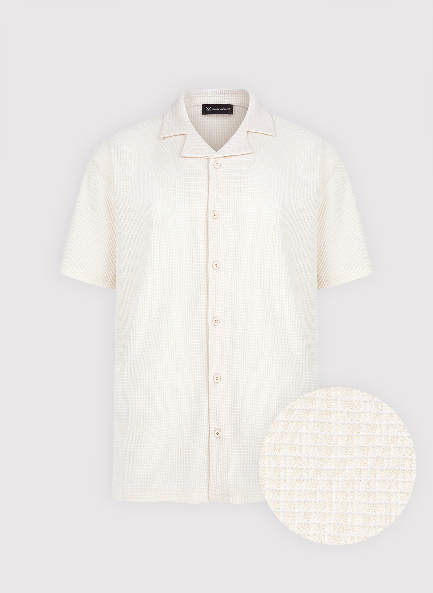 PAKO LORENTE - Dzianinowa beżowa koszula męska