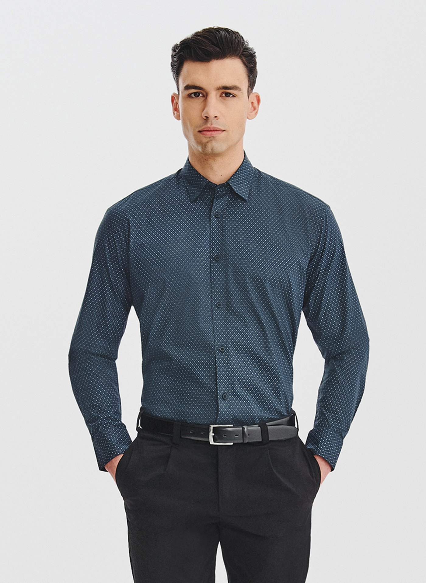 PAKO LORENTE - Czarna koszula męska wzór geometryczny