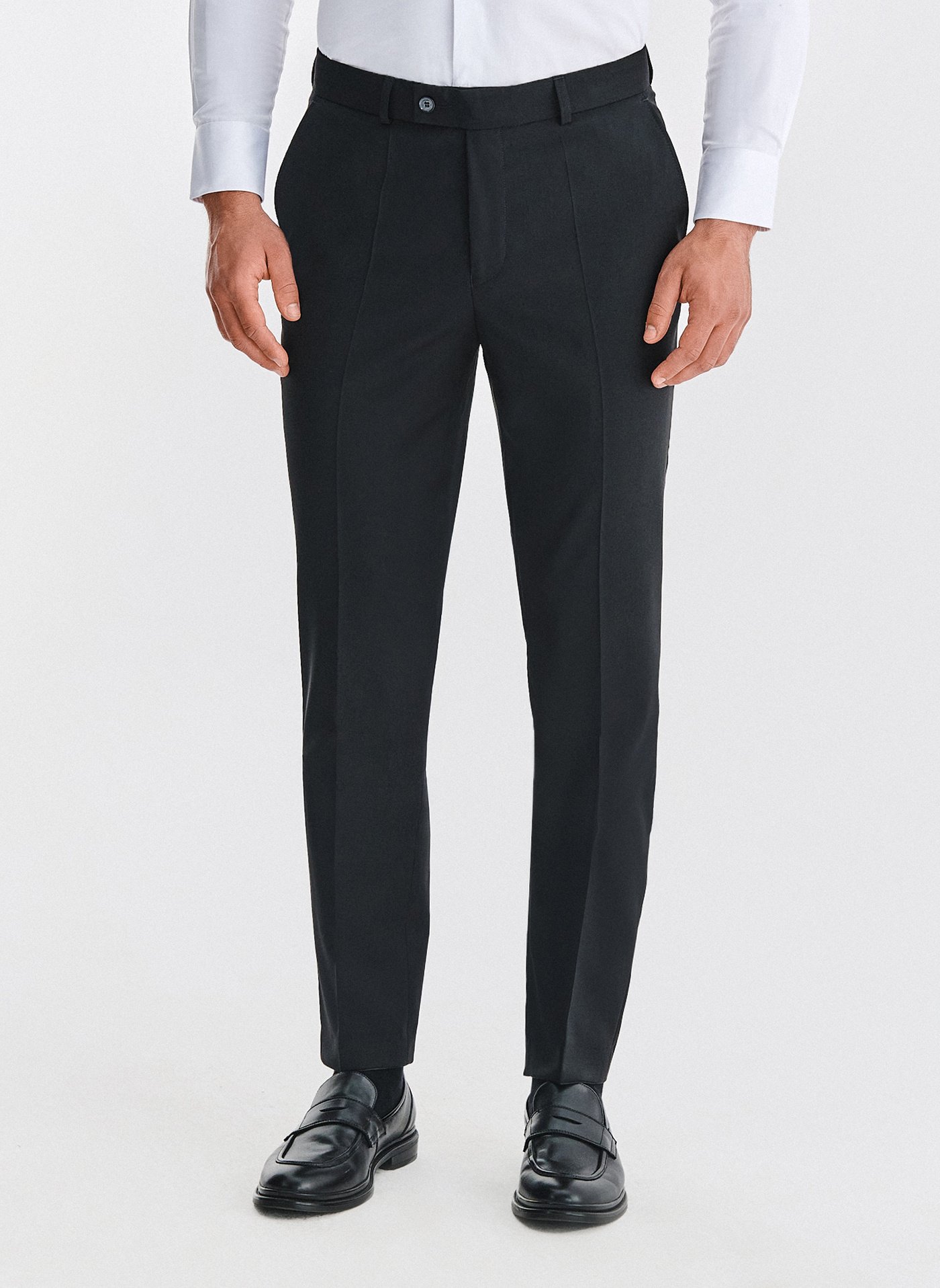 PAKO LORENTE - Wełniane czarne spodnie garniturowe