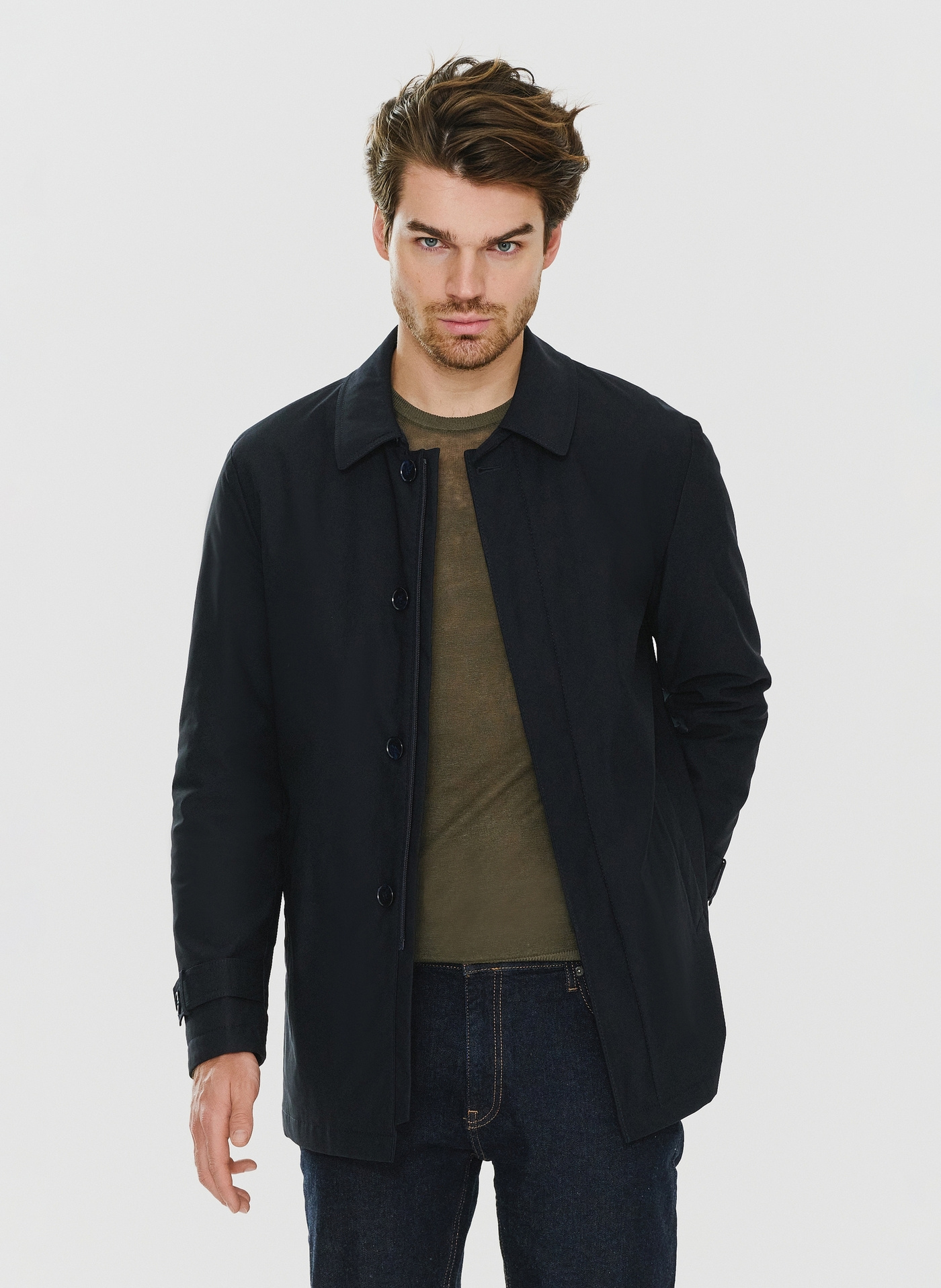 PAKO LORENTE – Granatowy przejściowy płaszcz męski P23WF-7X-010-G-0 - Pako Lorente