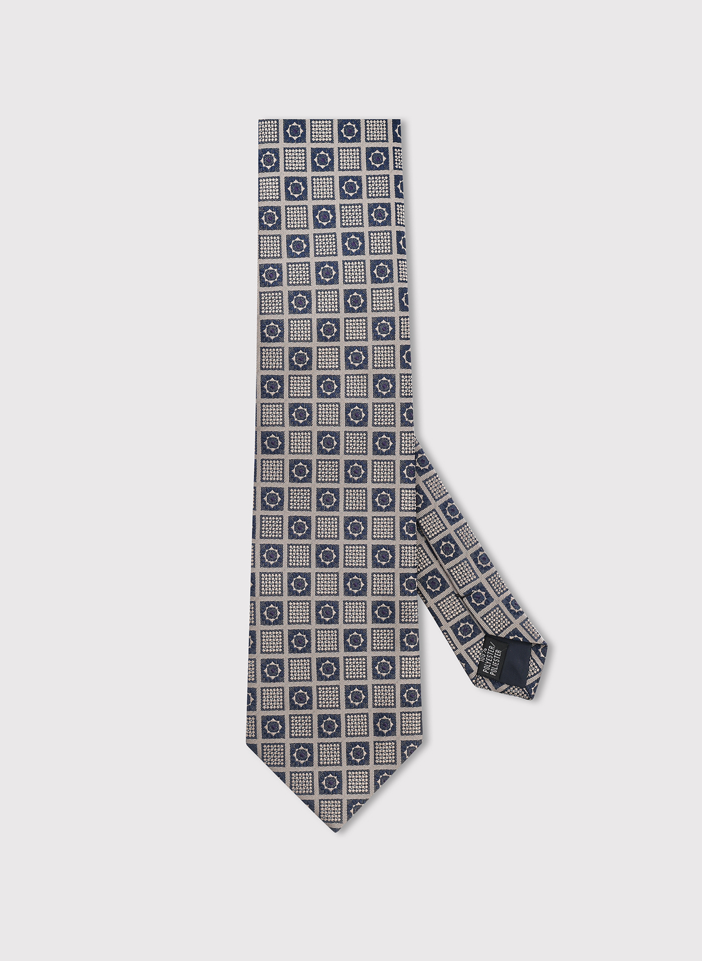 PAKO LORENTE - Beżowy krawat męski w kwadraty