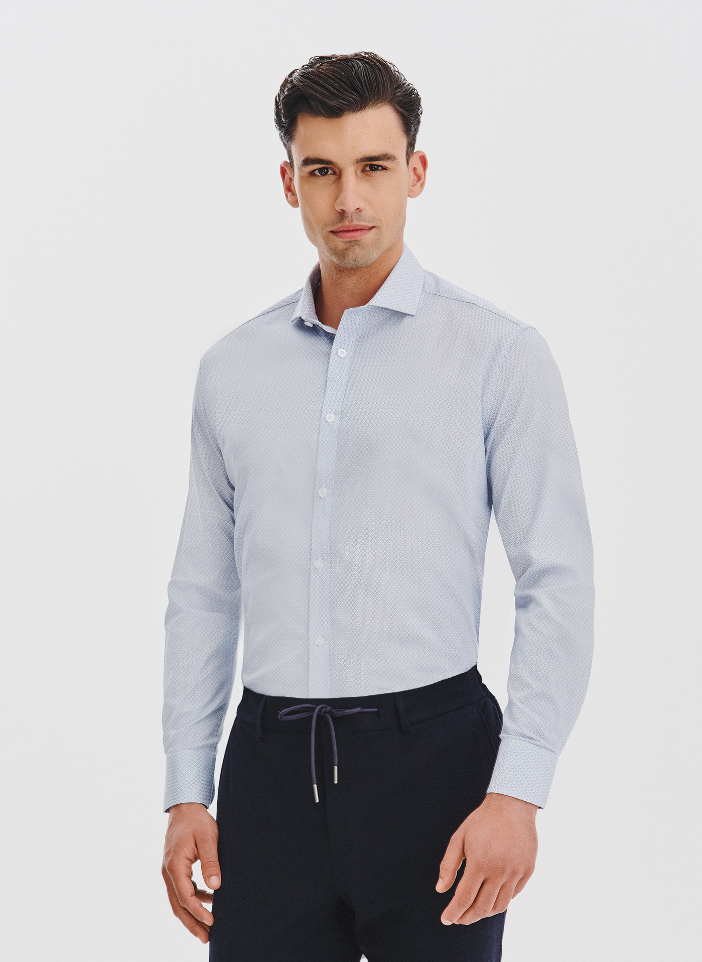 PAKO LORENTE - Koszula z niebieskim wzorem geometrycznym