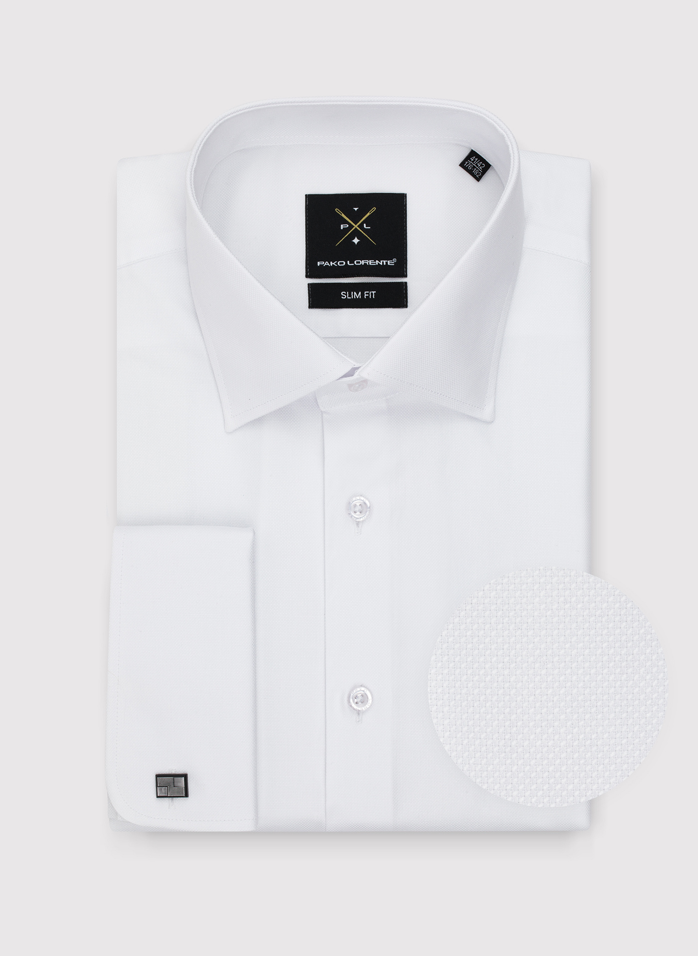 PAKO LORENTE – Biała bawełniana koszula męska na spinki