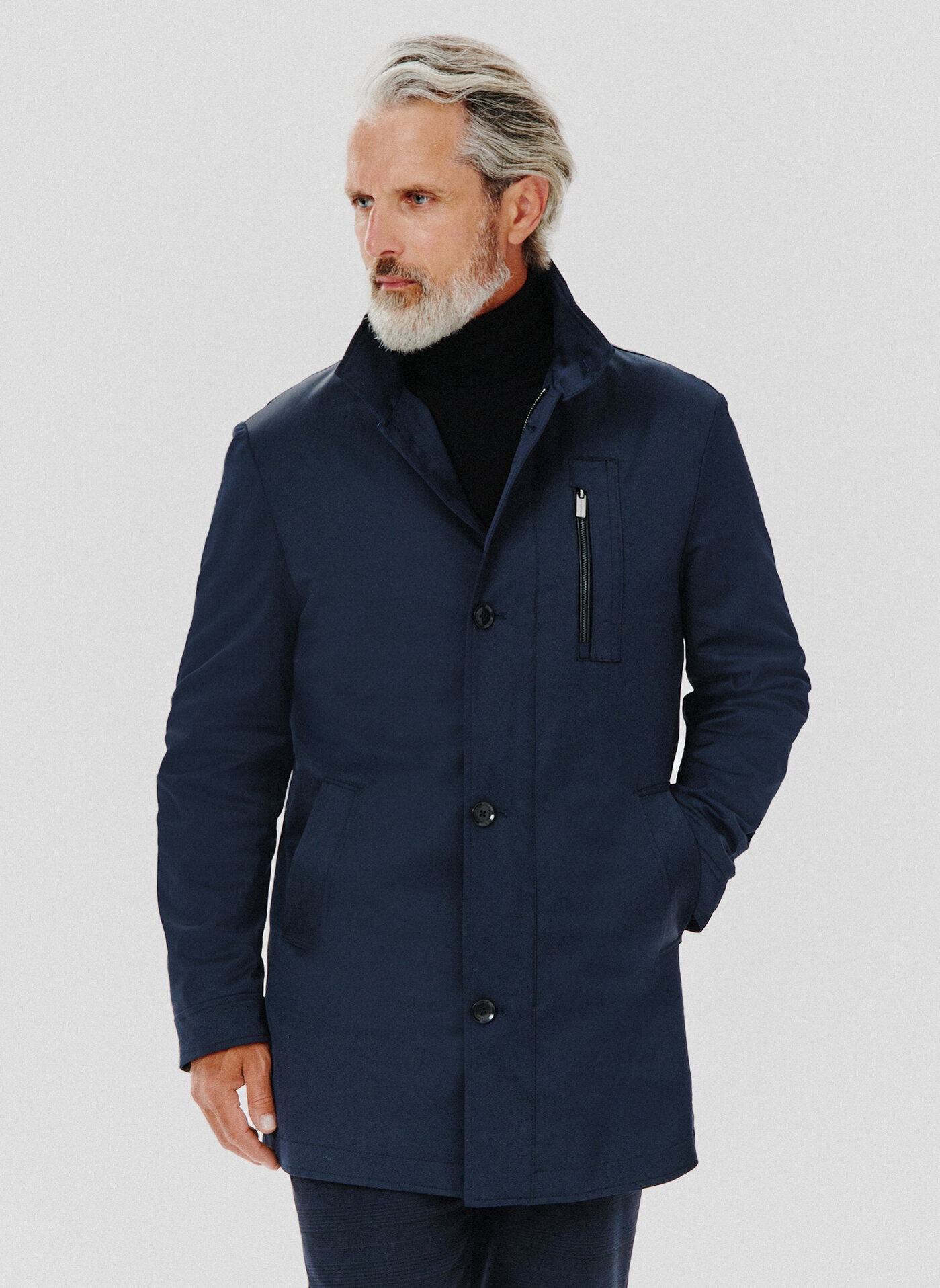 PAKO LORENTE – Granatowy płaszcz męski
