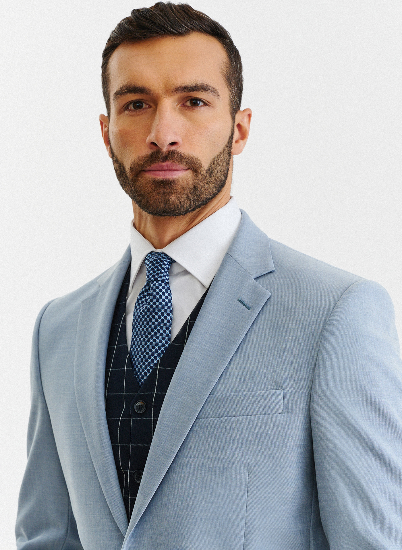 PAKO LORENTE – Błękitna marynarka garniturowa o widocznej strukturze