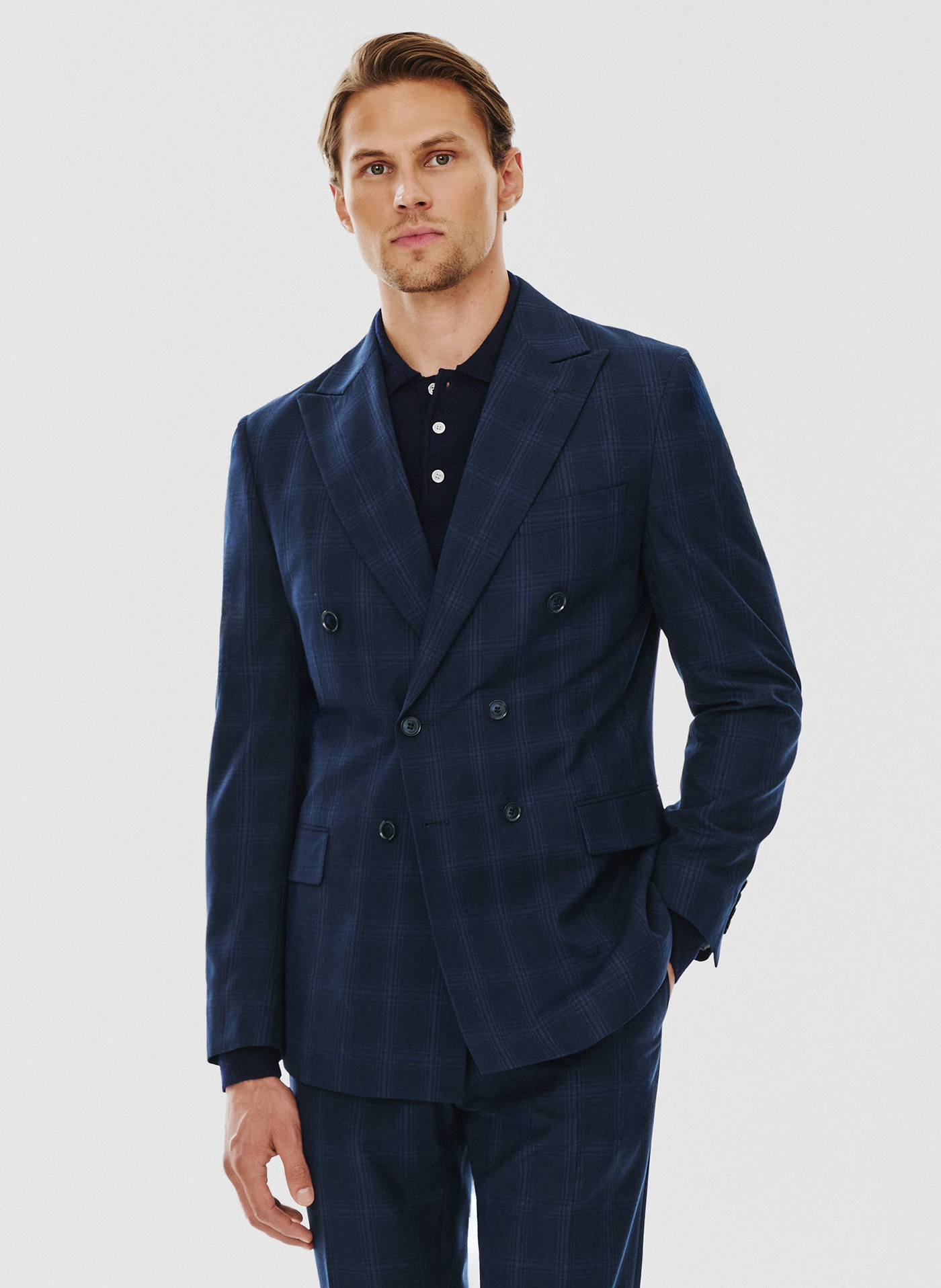 PAKO LORENTE – Dwurzędowa marynarka garniturowa w kratę