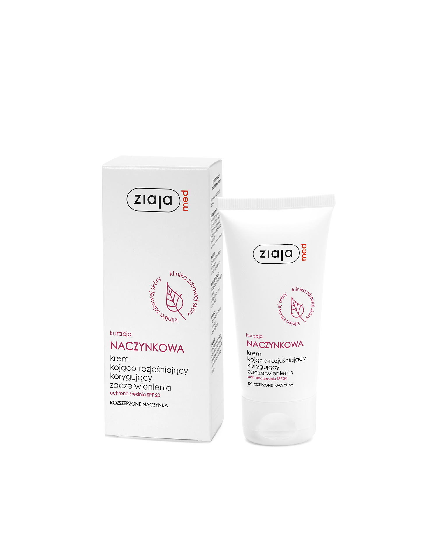 kuracja naczynkowa krem kojąco-rozjaśniający korygujący zaczerwienienia ochrona średnia SPF 20 Ziaja