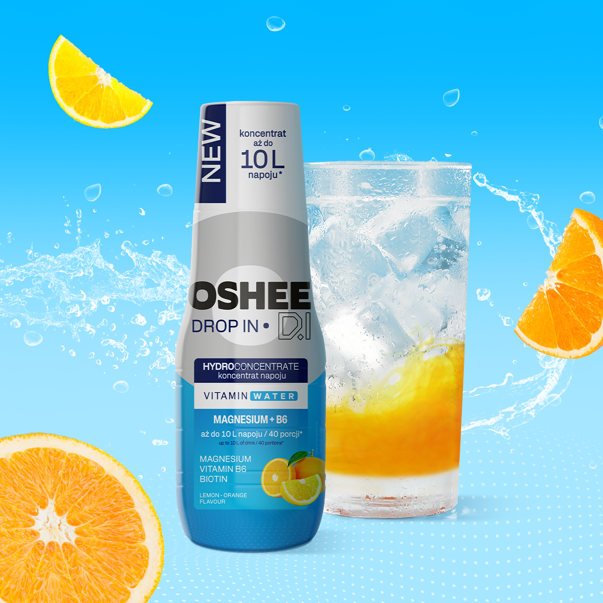 Hydrokoncentrat OSHEE DROP IN - cytryna-pomarańcza - Witaminy i magnez - 500 ml