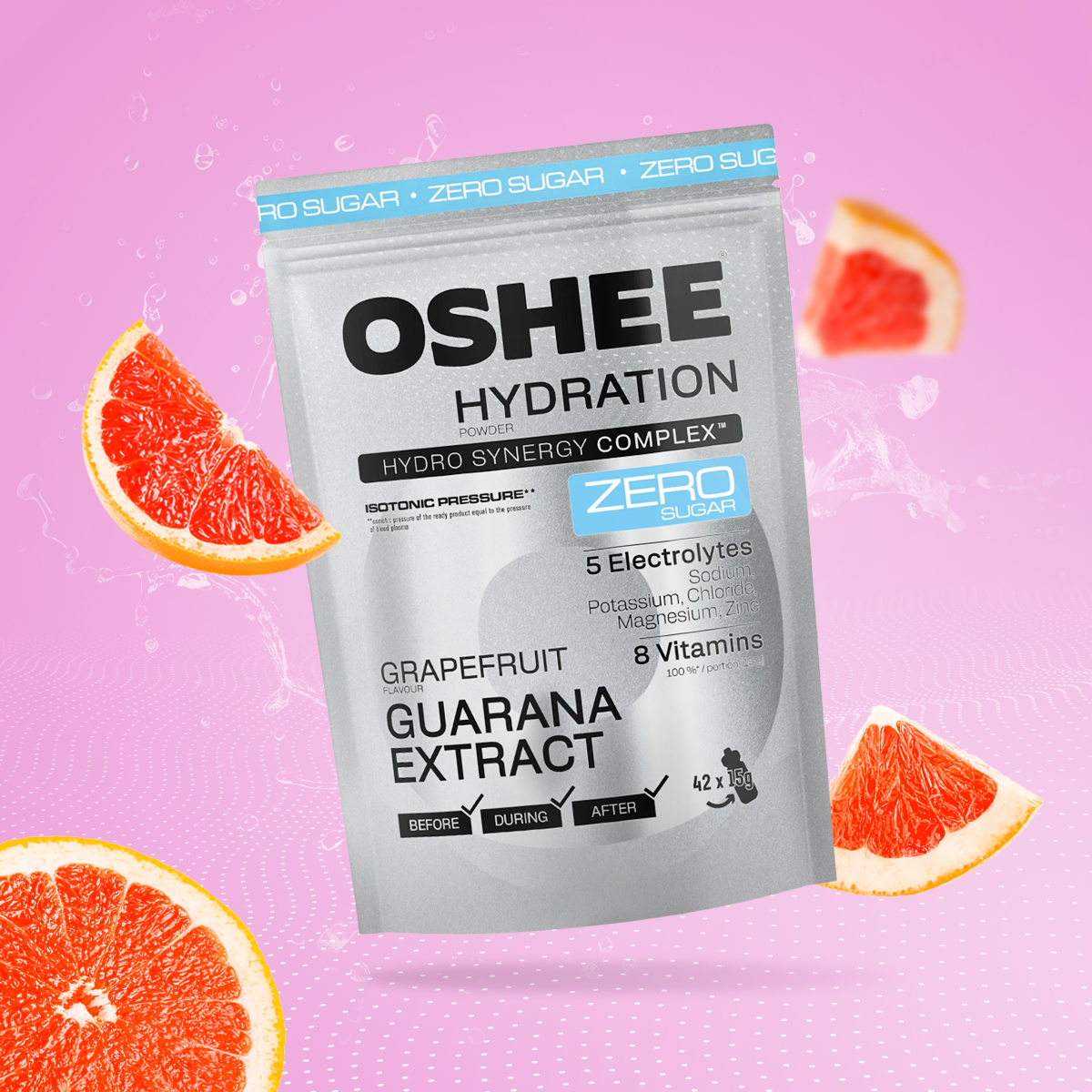 OSHEE Hydration Zero Sugar proszek Grapefruit guarana 630 g