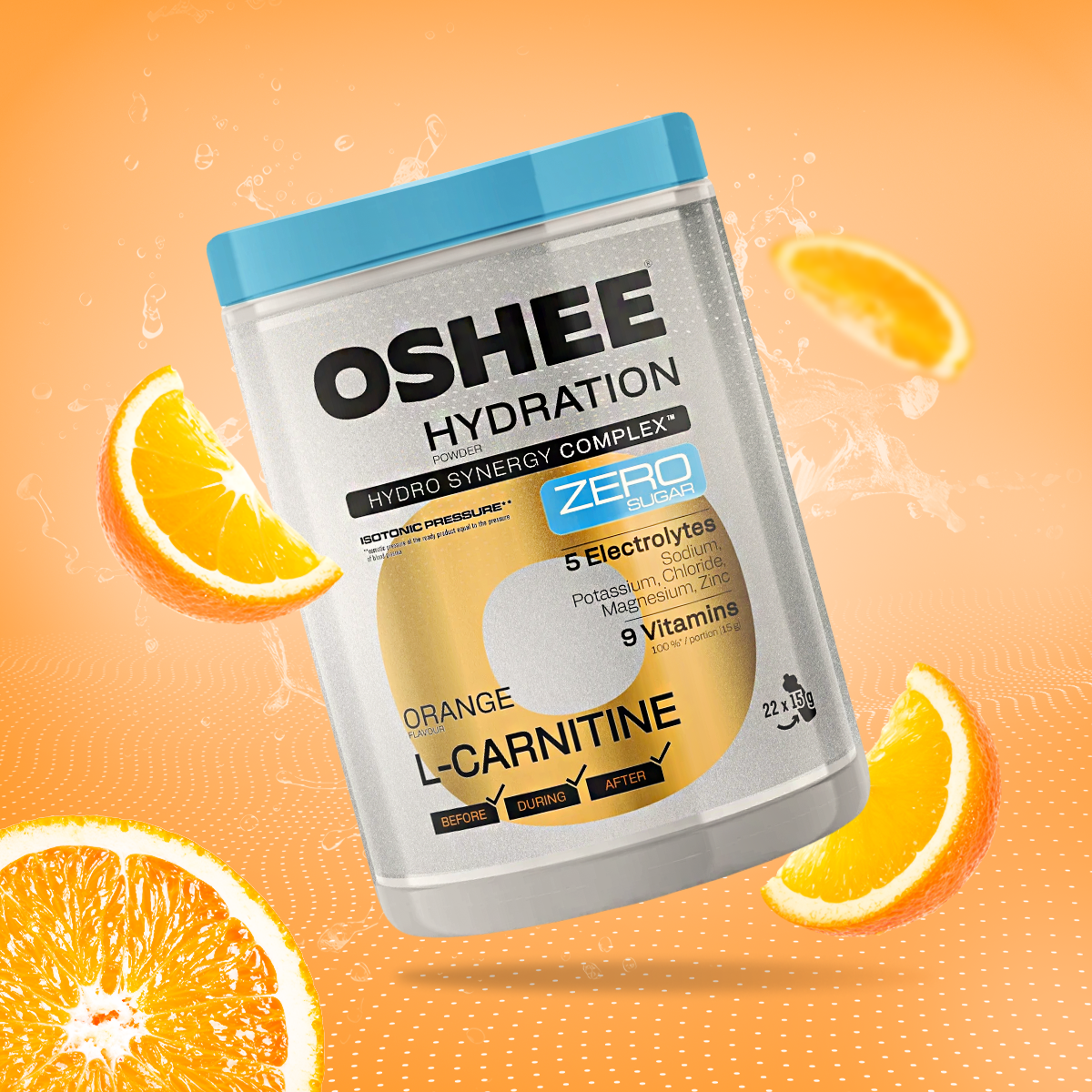 OSHEE Hydration Zero Sugar proszek Orange L-karnityna 330 g