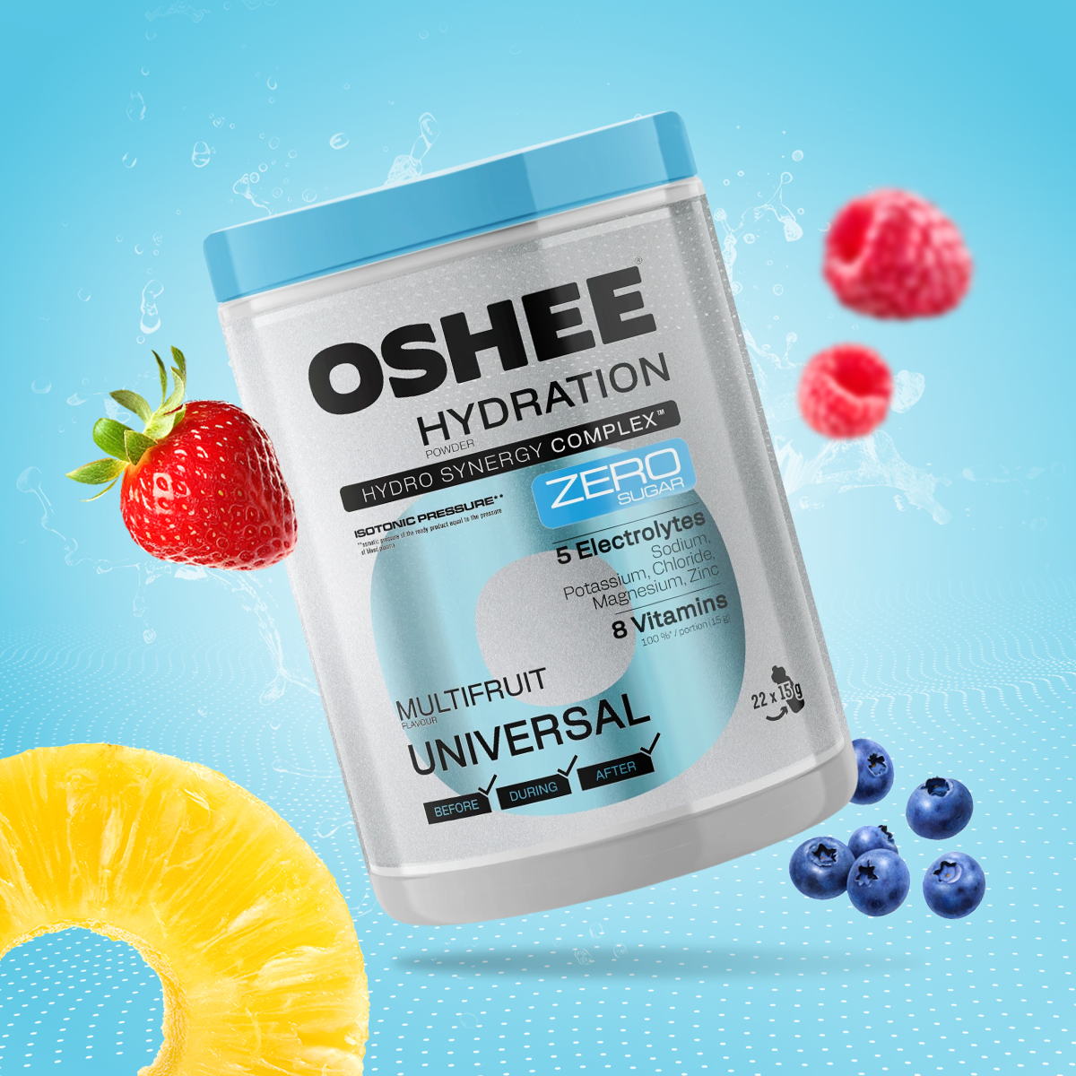 OSHEE Hydration Zero Sugar proszek Multifruit 330 g