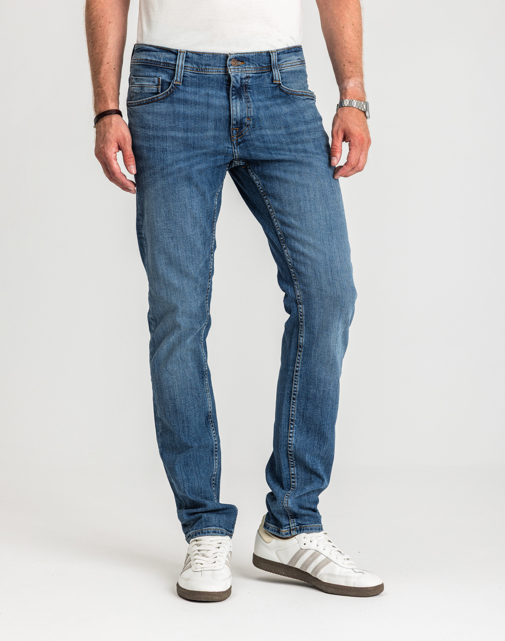 Męskie Spodnie Jeansowe Mustang Oregon Slim Denim Blue 1015042 5000 583, W33 L32