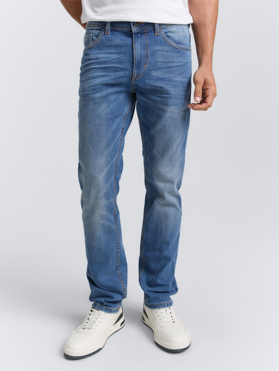 Męskie Spodnie Jeansowe Tom Tailor Josh Used Mid Stone Blue Denim Regular Slim Fit 1007860 10119, W31 L30