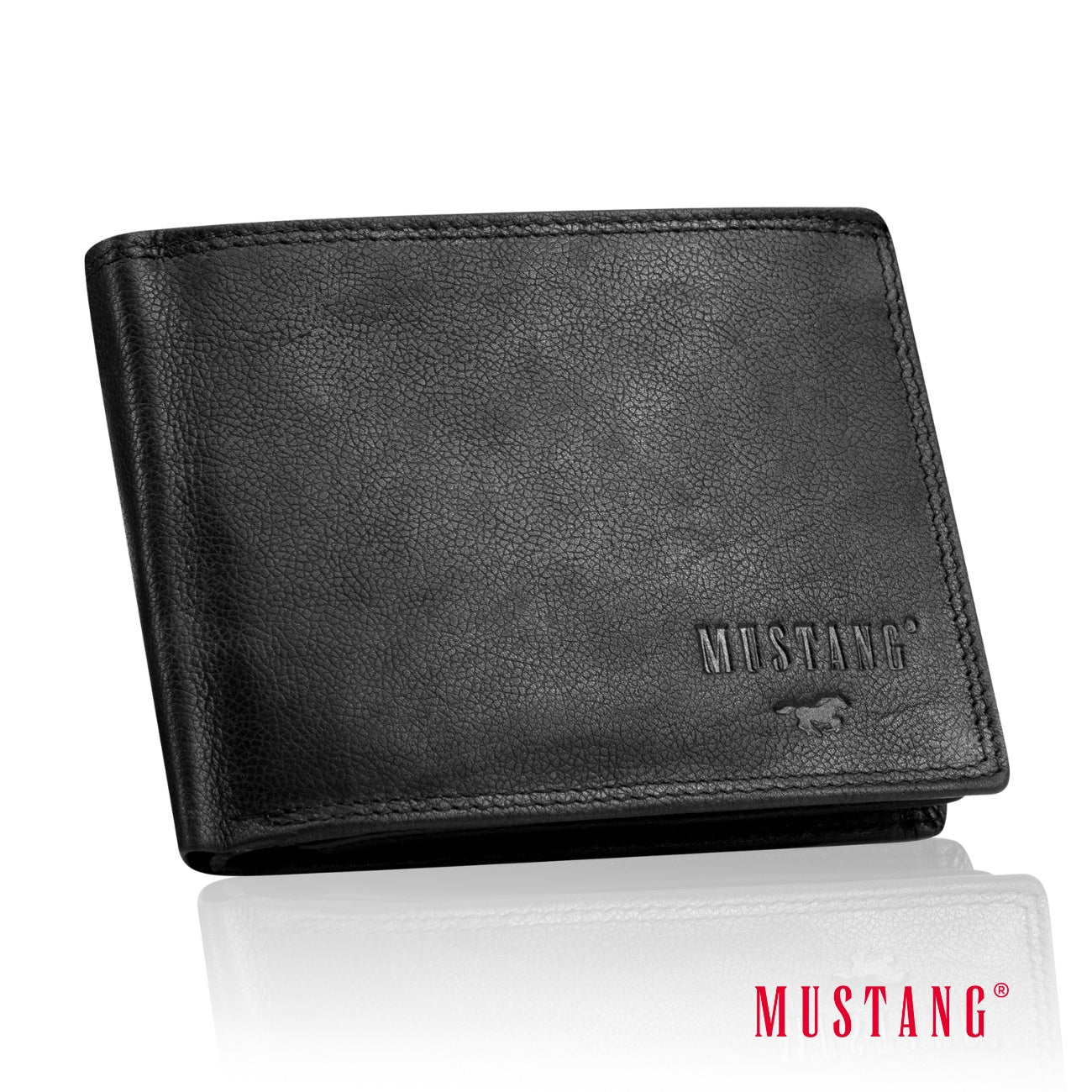 Męski Skórzany Portfel Czarny Premium Mustang Denimo High Wallet