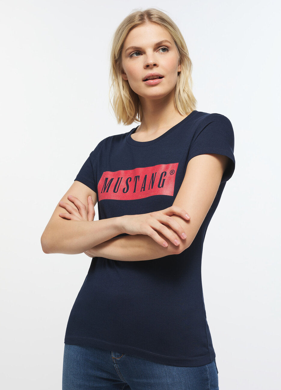 T-Shirt Damski Mustang Alina C Logo Tee Blue Nights 1013220 4085, XS