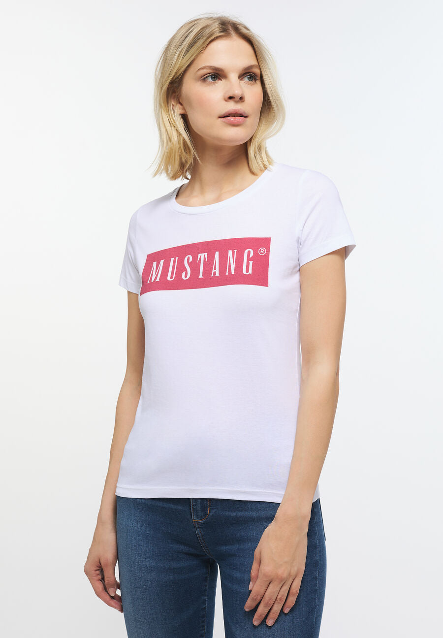 T-Shirt Damski Mustang Alina C Logo Nadruk General White 1013220 2045, L