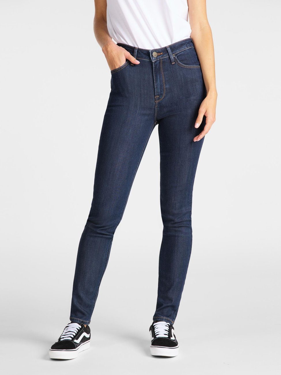 Damskie Spodnie Lee Ivy Super Skinny High Dark Hunt L32EMOHW 112107429, W27 L31