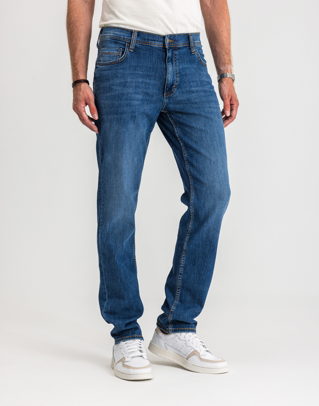 Męskie Spodnie Jeansowe Mustang Style Washington Straight Denim Blue 1017119 5000 782, W33 L34