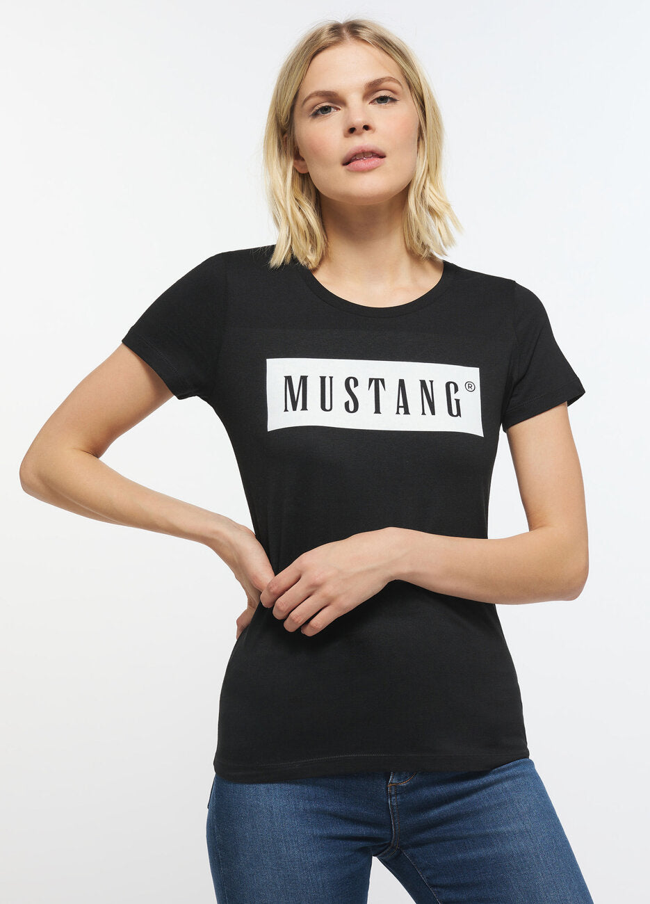 T-Shirt Damski Mustang Alina C Logo Koszulka Black 1013220 4142, M