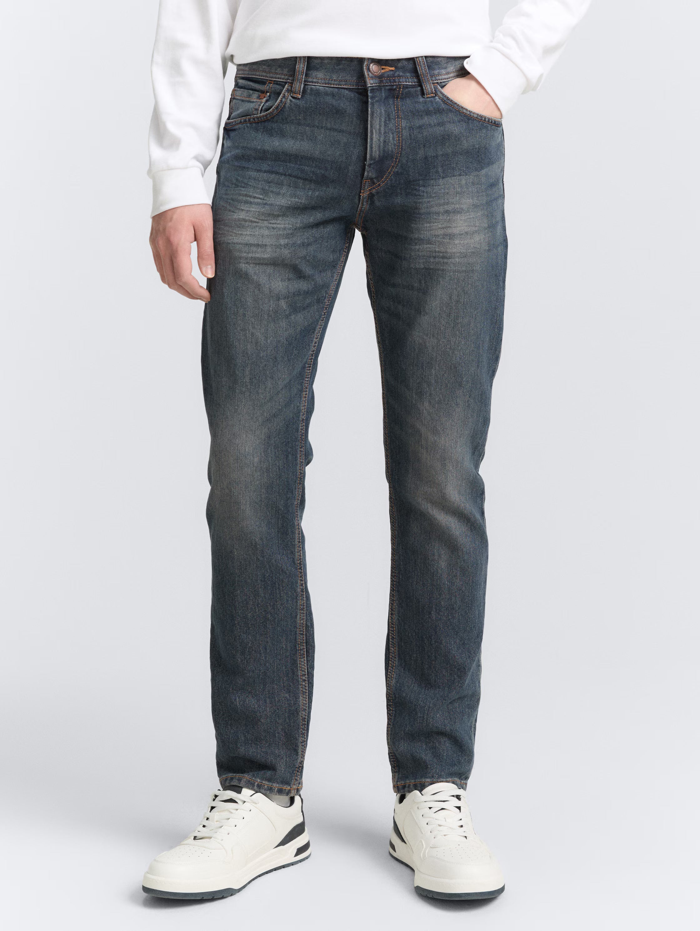 Męskie Spodnie Jeansowe Tom Tailor Marvin Mid Stone Wash Proste 1007858 10281, W32 L32