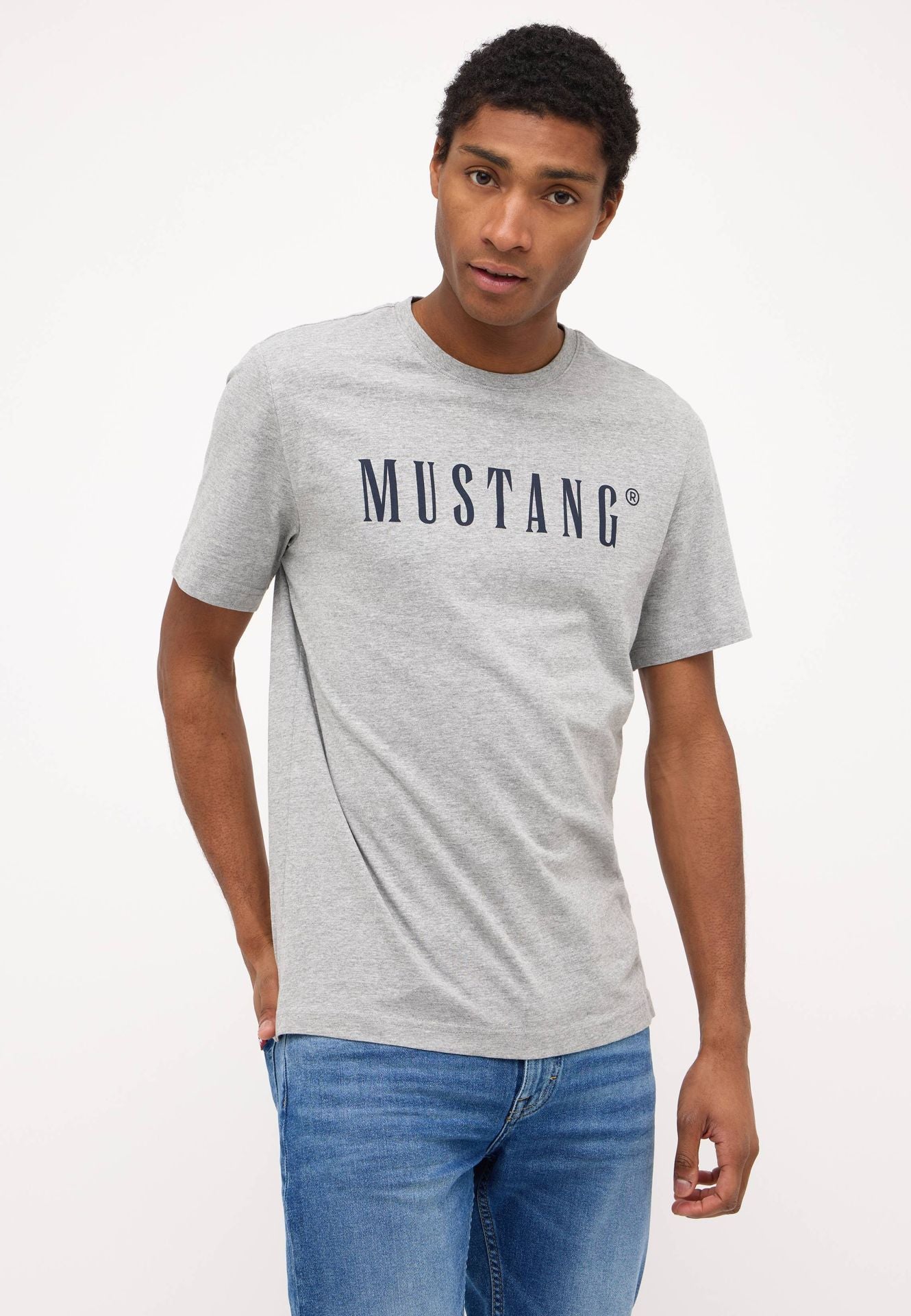 Męski T-Shirt Koszulka Mustang Style Austin Mid Grey Melange 1014695 4140, L