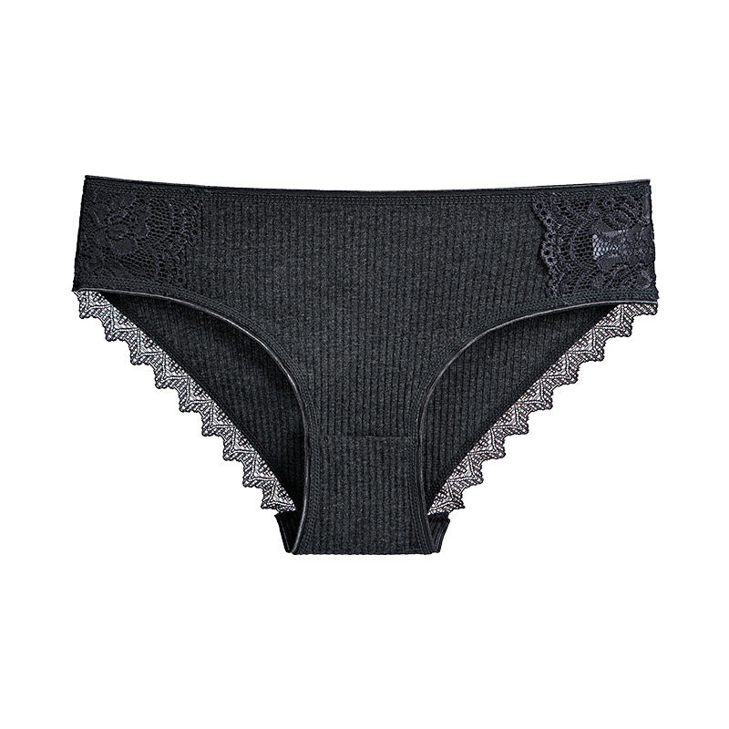 Figi prążkowane z koronką na co dzień i okazje Asja