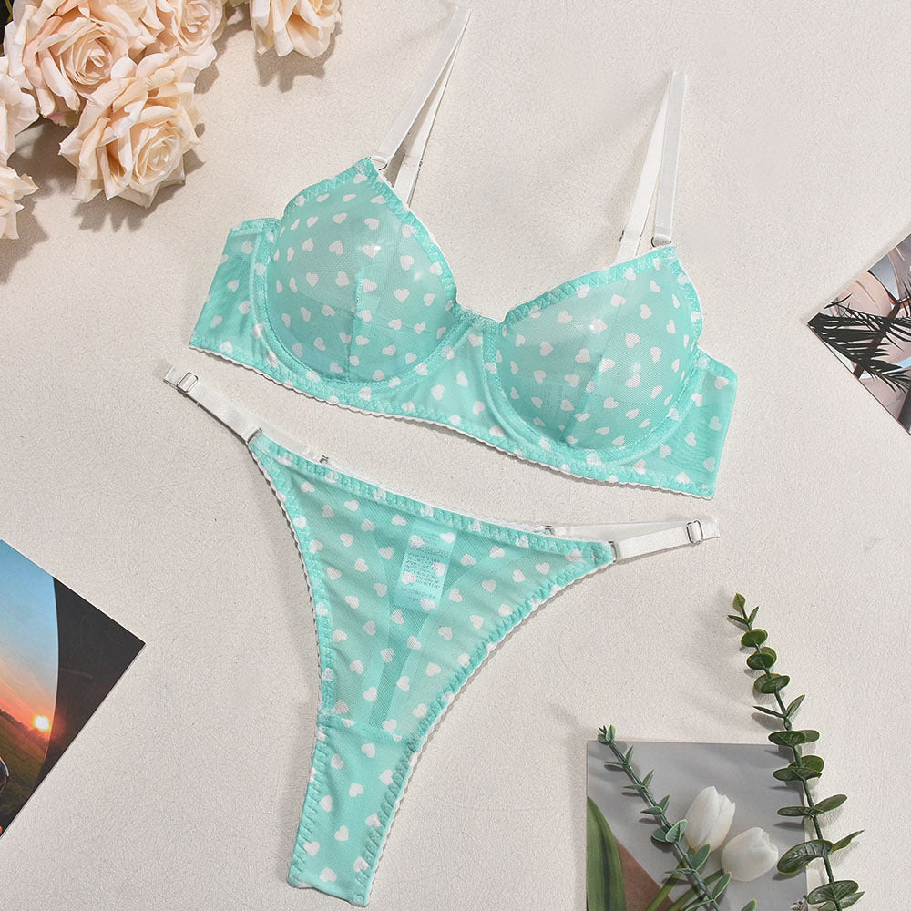 Komplet bielizny z serduszkami z delikatnego materiału Joan