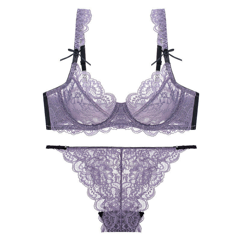 Komplet bielizny z koronki z delikatnymi wiązaniami Aftina