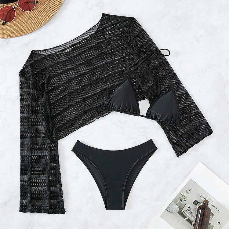 Komplet plażowy z ażurową narzutką i bikini na lato Tressa