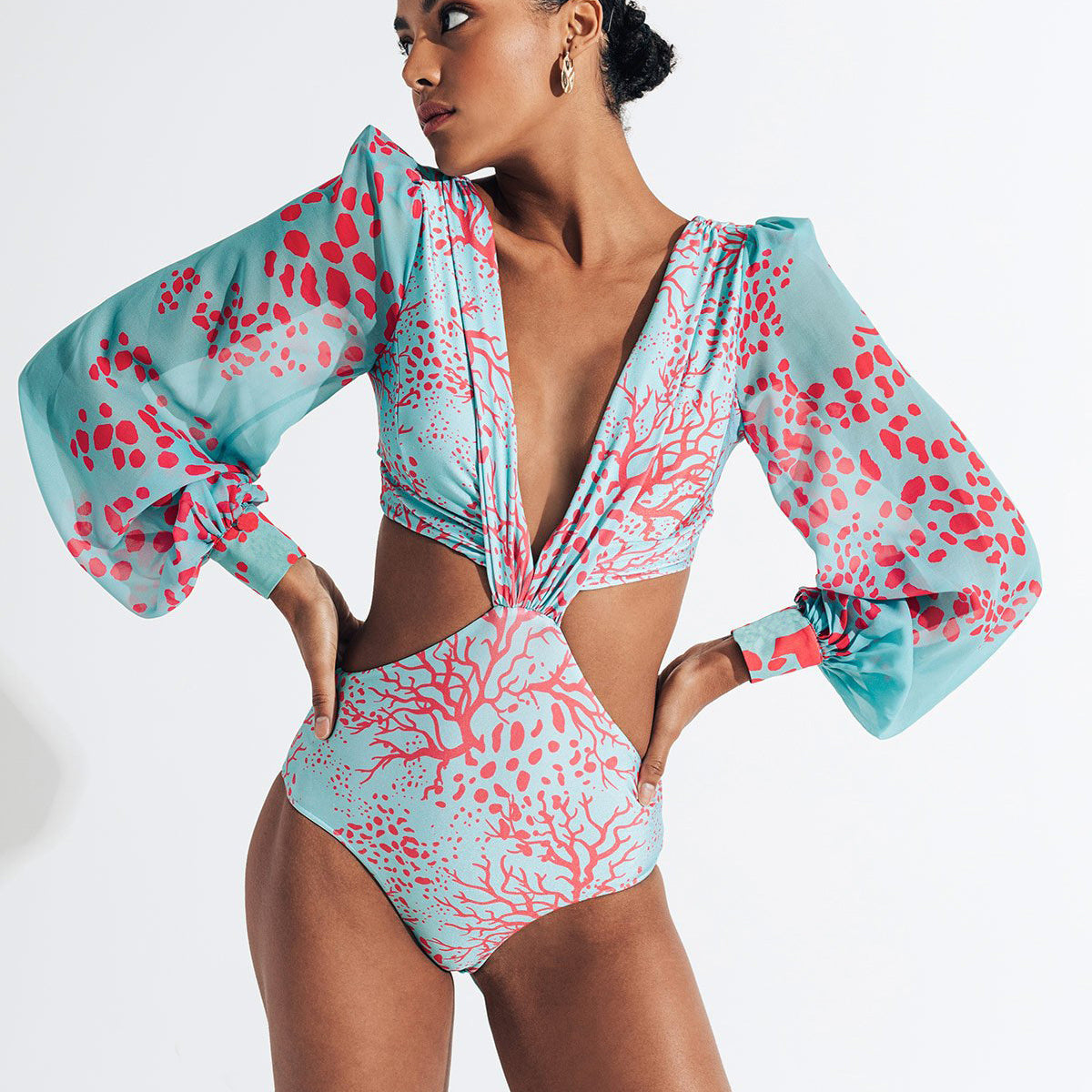 Strój plażowy z długim rękawem ochrona UV na lato Charyl