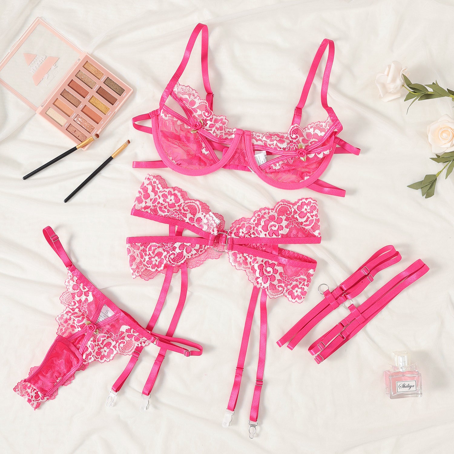 Komplet bielizny z haftem regulowane ramiączka Ayumi