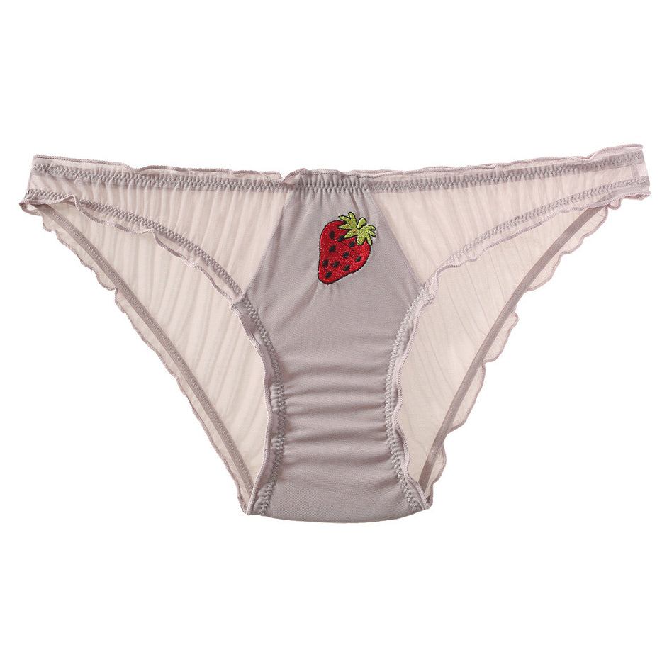 Figi z haftem owocowym z delikatnego materiału Anjana