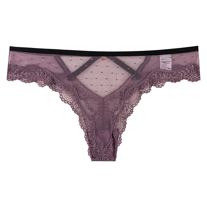 Figi z ozdobnymi strapsami z przewiewnego materiału Roxana