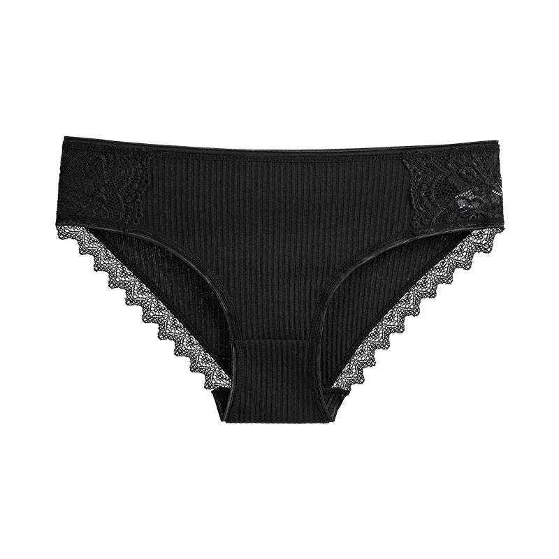 Figi prążkowane z koronką na co dzień i okazje Asja