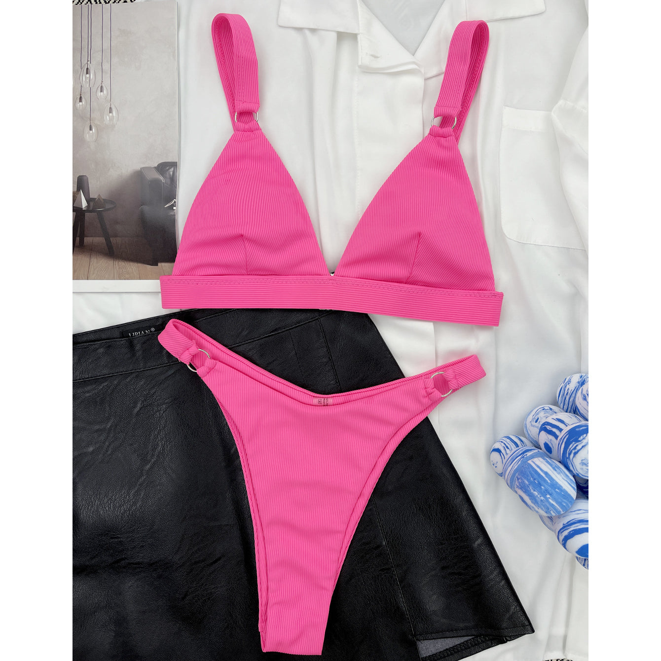 Strój kąpielowy z kółeczkami i regulowanymi ramiączkami na plażę i basen Shouko