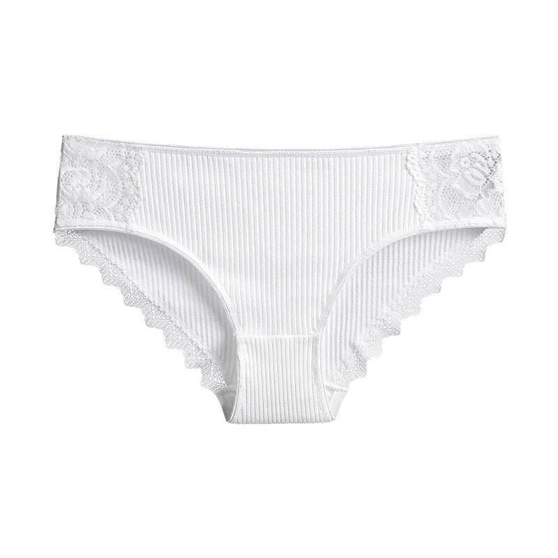 Figi prążkowane z koronką na co dzień i okazje Asja