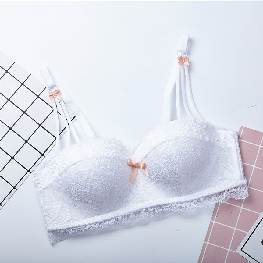 Biustonosz balkonetka push-up koronkowy z kokardkami Hafize