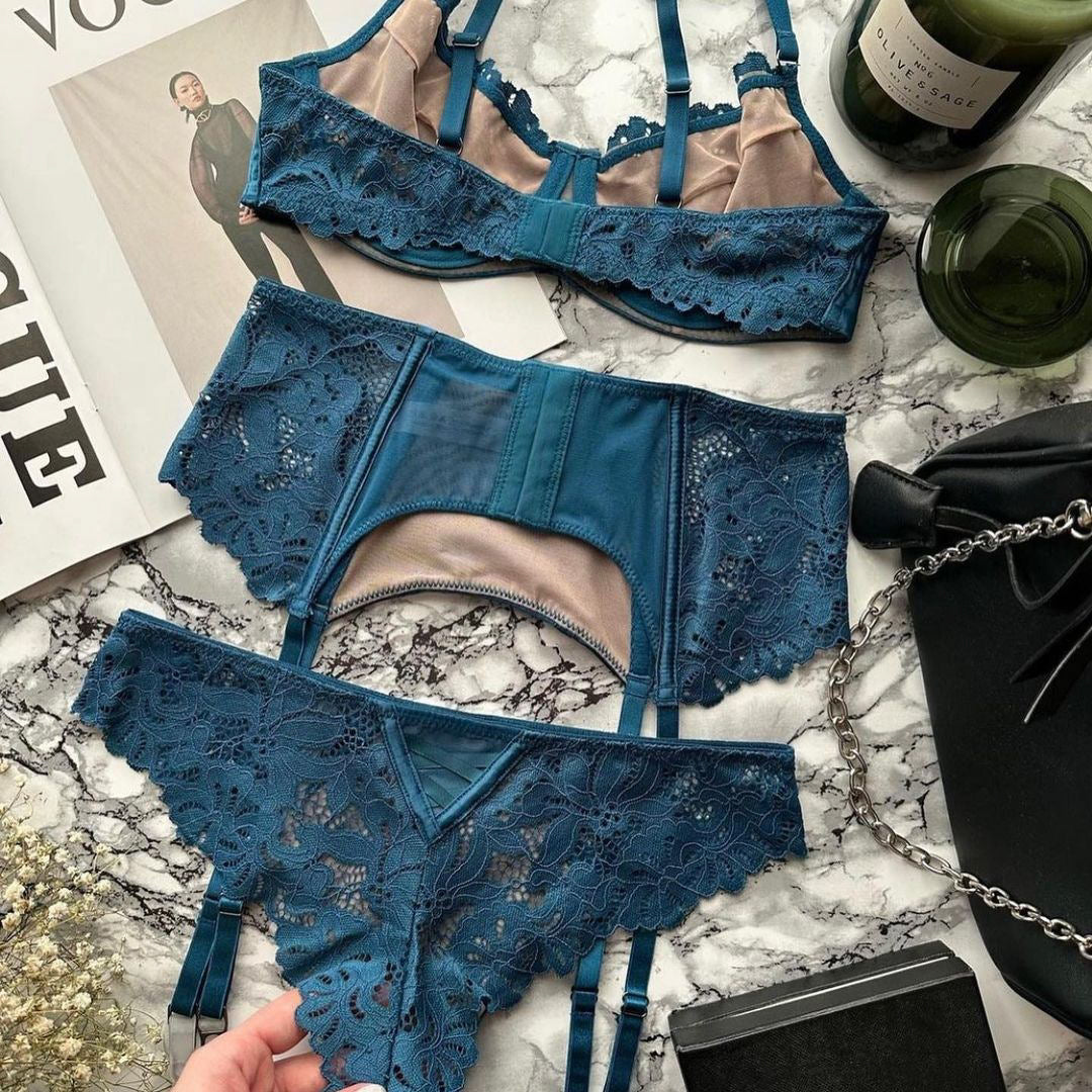 Komplet bielizny koronkowej z satynowym wykończeniem Junette