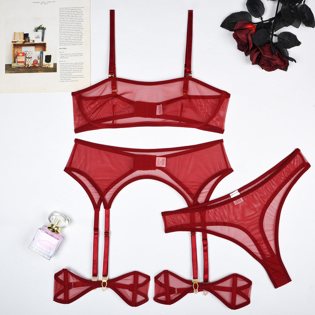 Zestaw bielizny z siateczki elegancki i trwały Shani