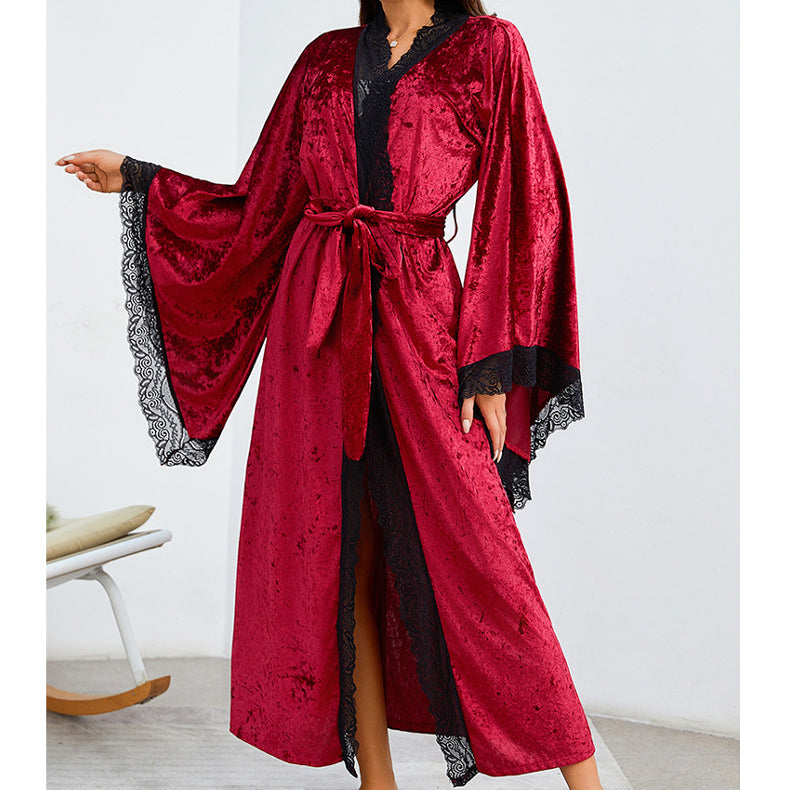 Szlafrok maxi z miękkiego materiału na chłodne wieczory Diamanta