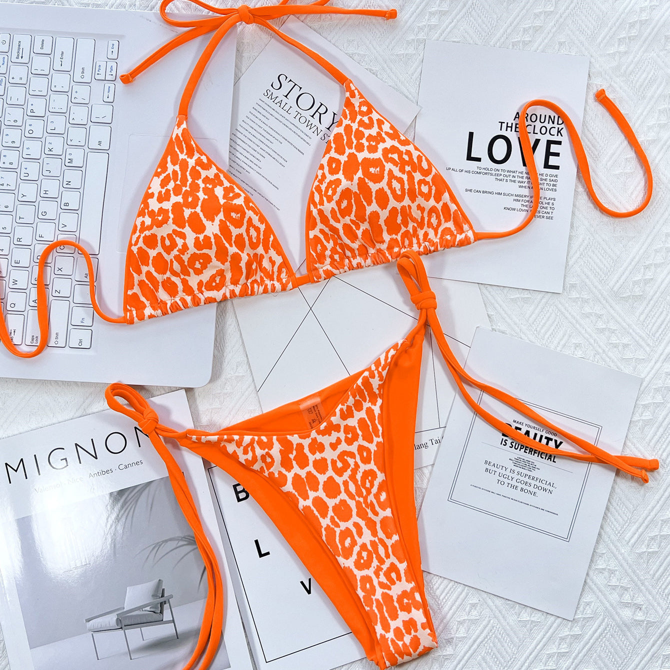 Bikini trójkątne wiązane odporne na chlor i sól Wybke