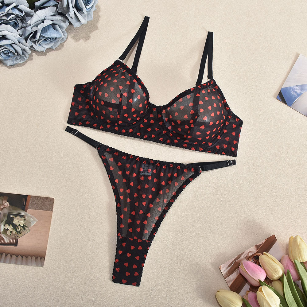 Komplet bielizny z serduszkami z delikatnego materiału Joan